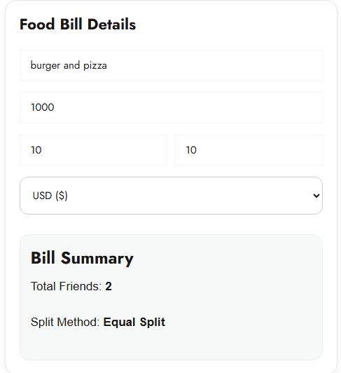 food bill split calculator