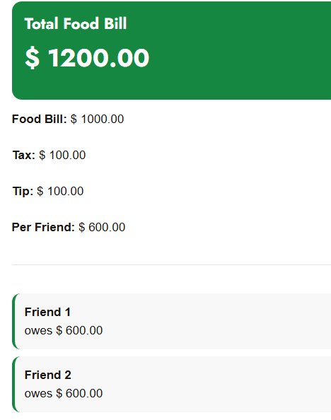 food bill split calculator